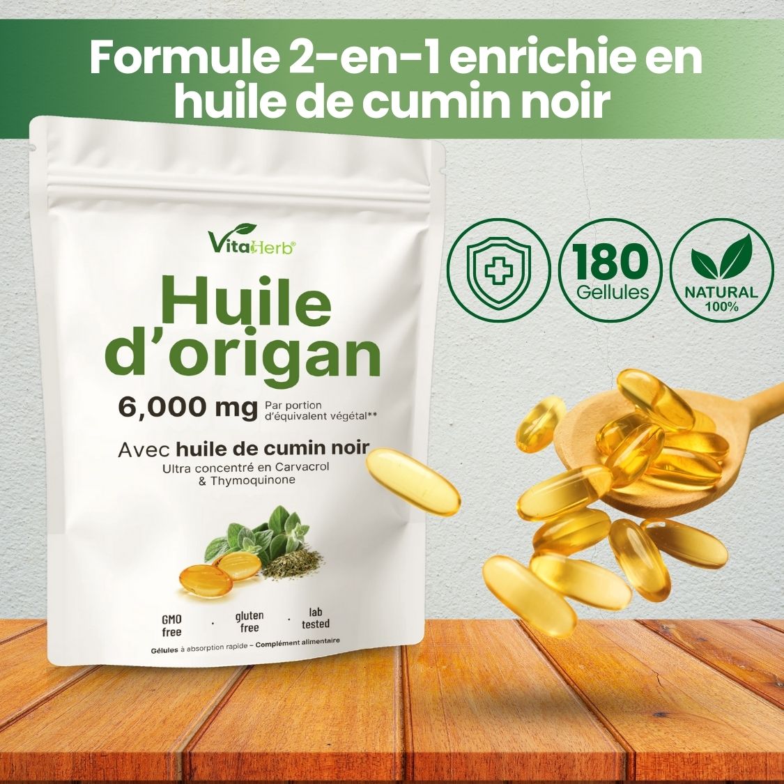 180 Gélules d’Huile d’Origan & de Cumin Noir